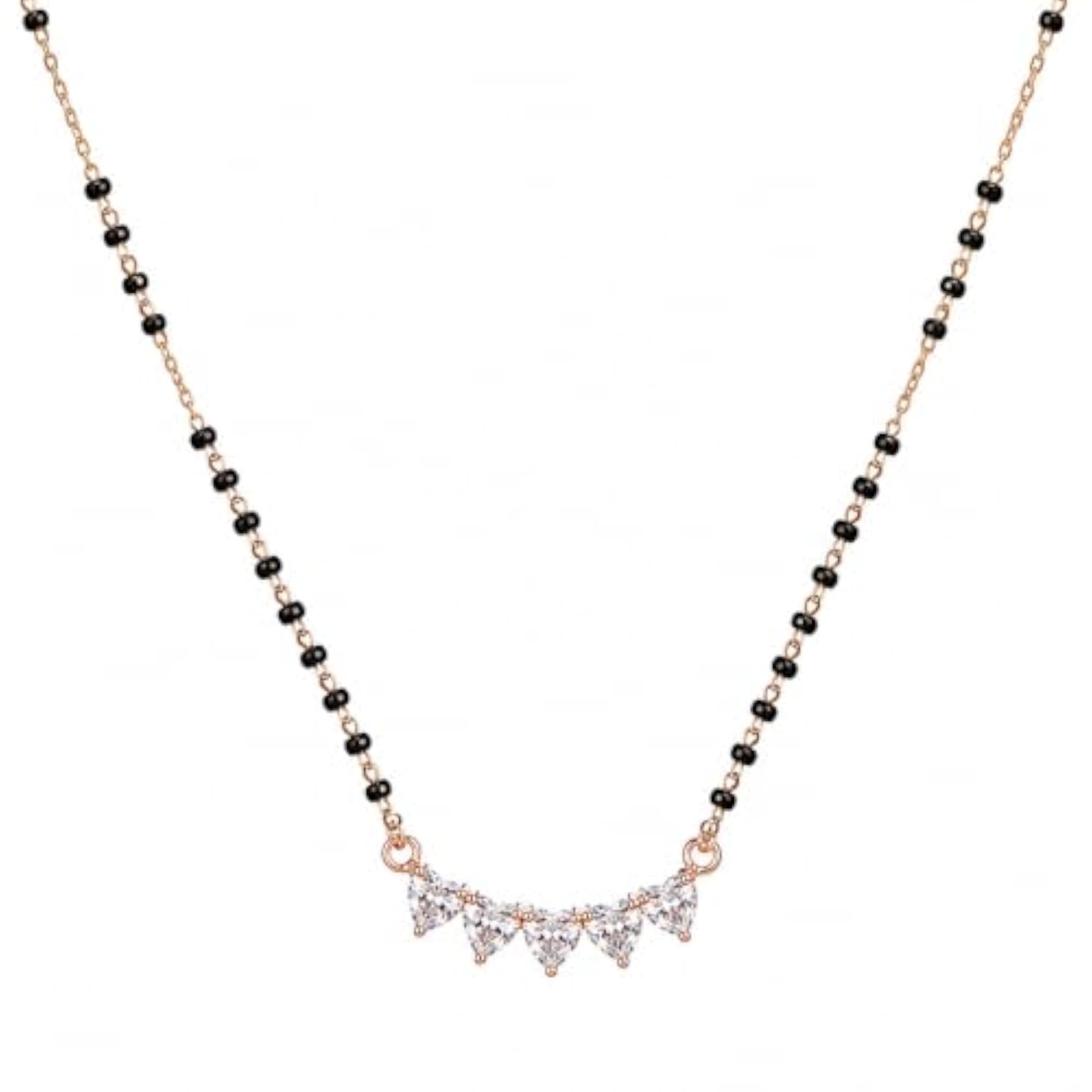 Women's Trinity Spark Diamond Mangalsutra with Black Bead Chain